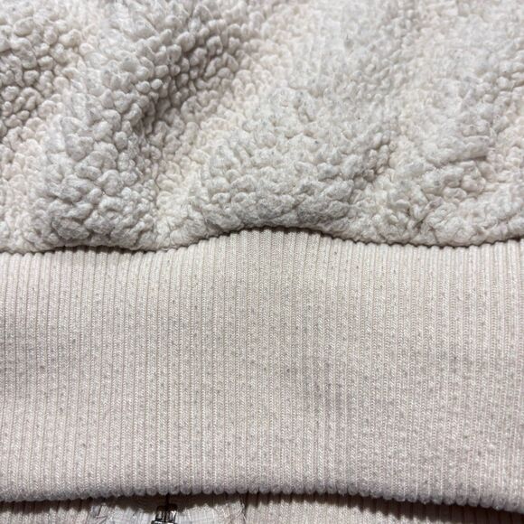 Forever 21 Women's Large Cream White Sherpa Hooded Jacket Pockets Full Zip SZ S - Picture 13 of 16